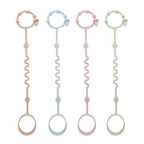 RTMOK (4Pcs) Sippy Cup Strap Keep Bottles and Sippy Cups Off The Floor, Sippy Cup Holder Strap Suitable for High Chairs, Strollers and Water Bottles- Dishwasher Safe - Image 1