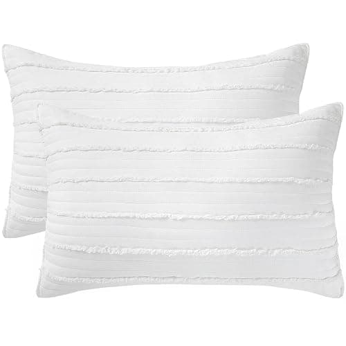 BOSOWOS Queen Size Pillow Shams Set of 2, Ultra Soft Breathable 20 x 30 Inches Pillow Case Envelope Closure, Microfiber Farmhouse Bed Pillowcases for Easy Care, White - Image 1