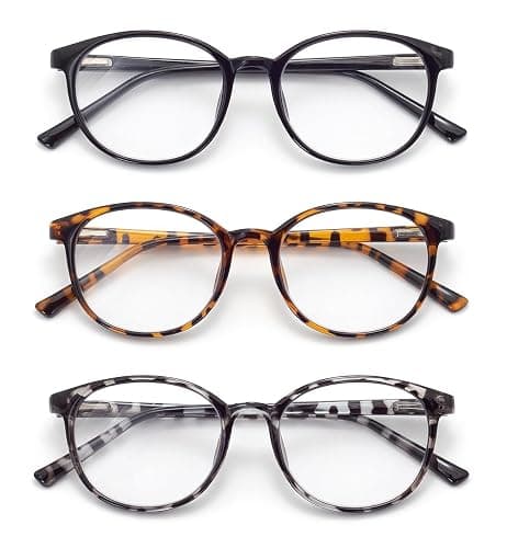 FoxMook Blue Light Blocking Glasses Round Women Men Computer Glasses Anti Eye Strain/UV/Glare Gaming Glasses - Image 1