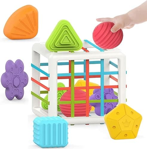 MINGKIDS Montessori Toys for 1 Year Old, 6 Pc Multi Sensory Shape, Toddler Developmental Learning Birthday Gifts, Baby Toys 12 Month - Image 1