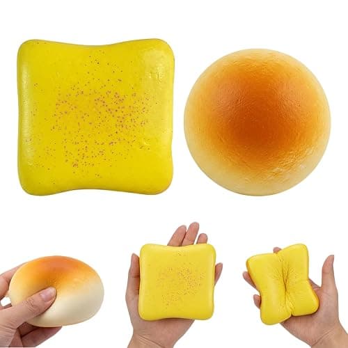 2PCS Bread Set,Butter with Realistic Butter and Toast Design for Mood Calming and Tactile Fun Experience,Gradual Bounce Back Bread for Daily Desktop Decor and Prank Entertainment - Image 1