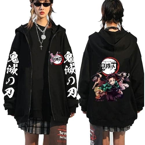 Ubeisy Symish Anime Hoodie Zip up Jacket Sweatshirt Tanjirou Nezuko Anime Cosplay Zipper Coat For Unisex - Image 1