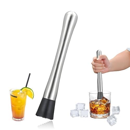 Muddler for Cocktails,8" Stainless Steel Cocktail Muddler for Lemonade, Lemon Smasher Bartender Accessories, Crushes Ice,Fruits & Herbs, Bartender Tool for Home,Bar Use,Lemonade stand supplies - Image 1