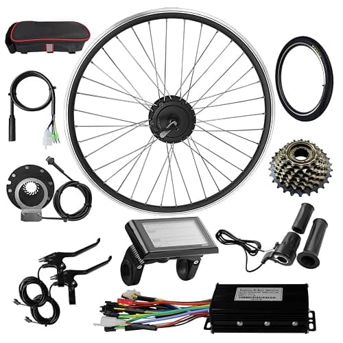 WR-TEAM 48V 500W Rear wheel Electric Bikes Conversion Kit Hub Motor, Electric Bicycle Motor,E-bike Cycling Hub with Controller, Bike Bicycle Conversion Tool Kit 7-speed Cassette,SW900 Screen - Image 1