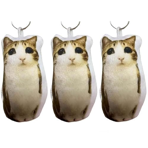 Meowl Voice-Playing Plush Cat Keychain Cute Realistic Cat Meow Sound Keyring,Funny Toy for Stress Relief,Backpack Accessory - Image 1