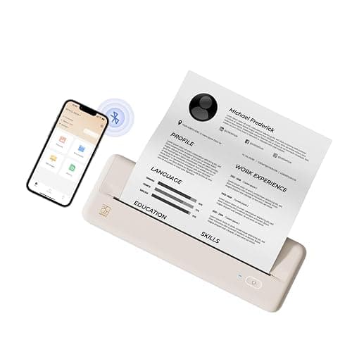 HPRT Portable Printers Wireless for Travel - MT810 Bluetooth Thermal Inkless Compact Printer, Paper Rolls Mobile Printing for Vehicles Office, Compatible with iPhone Android & Laptop - Beige - Image 1