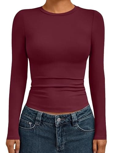 AUTOMET Womens Long Sleeve Shirts Basic Compression Going Out Crop Tops Fall Fashion Y2K Clothes 2025 - Image 1