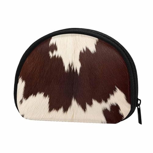 IBILIU Small Coin Purse Cow skin print Cowhide pattern Brown Fabric Mini Wallet Coin Pouch Change Purse For Women Men - Image 1