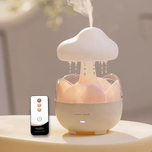 DEALFUN Raindrop Portable Humidifier,Cloud Essential Oil Diffuser,230ml Capacity,Remote Control,with Night Light and Waterless Auto Shut-Off,for Office Room Bedroom Livingroom - Image 1
