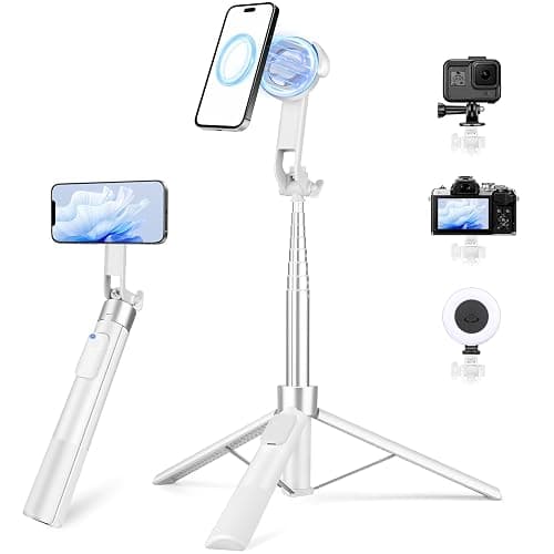 70" Magnetic Tripod for iPhone Magsafe, Extendable Selfie Stick Tripod with Rechargeable Remote & Magnetic Holder, 360° Rotatable Cell Phone Tripods Stand for Video Recording & Content Creation - Image 1