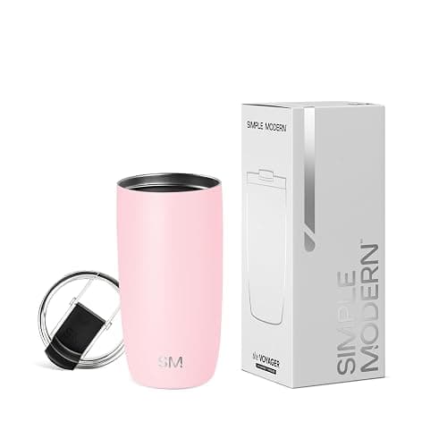 Simple Modern Travel Coffee Mug Tumbler with Flip Lid | Insulated Stainless Steel Iced Coffee Cup | Gifts for Women & Men | Voyager Collection | 470ml | Blush - 16 Ounces - Blush - Image 1