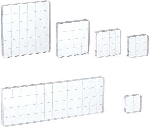 Whaline 6 Pieces Acrylic Stamp Block Clear Stamping Tools Set with Grid Lines for Scrapbooking Crafts Card Making, Assorted Sizes | with Grid Lines, Stamping Tools, for Scrapbooking, Card Making, DIY Crafts - Image 1
