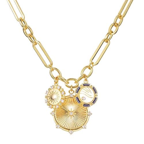 HETICA Chunky Gold-Plated Necklace for Women Heart Pendants Necklace Sun Flower Necklace Fashion Hip Hop Choker Gift - Image 1