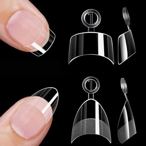 HWHUNO 480Pcs Extra Short Half Cover Almond &Tapered Square Nail Tips Gel x Clear Set,2 Shape Pre Shape XXS for Manicure Art Home DIY Salon 12Sizes - Image 1