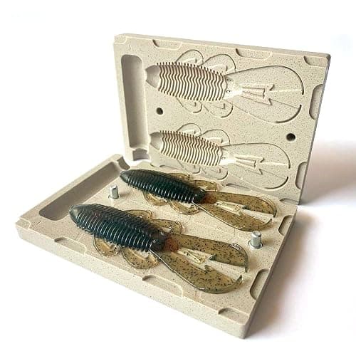 Smedioks Premium Soft Plastiс Mold Lure Making Injection Molds Fishing Lures 2 Cavity Googan Bandito Bug 4'' - Image 1