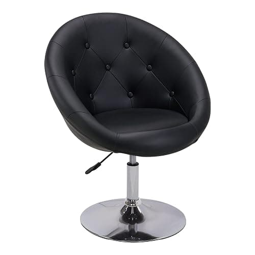 Duhome Loungesessel Höhenverstellbar Kunstleder, Schminktisch Stuhl Drehstuhl Cocktailsessel mit Armlehne für Wohnzimmer Esszimmer Schlafzimmer, Schwarz - Image 1