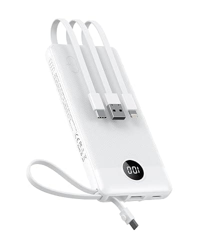 VEEKTOMX Portable Charger Built-in Cables, 10000mAh Power Bank for iPhone, Fast Charge USB C Battery Pack Travel Essentials Powerbank Compatible with iPhone 17/16/15/14, Samsung S25/24, Android, etc - Image 1