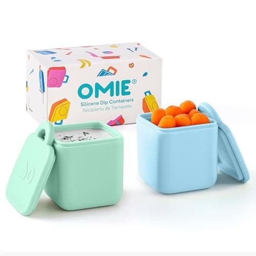 OmieBox (2 Pack) Leakproof Dips Containers to Go, Salad Dressing Container, Condiment Container with Lids - Food Safe Silicone - 4 Ounces (Blue/Mint) - Image 1