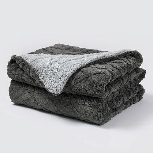 Pagnanno. - Sherpa Teddy Fleece Blanket - Fluffy Double Layered Bed and Sofa Throw - Thick, Warm & Extra Soft - For Families, landlords and Couples (Grey, Double (150x200cm)) - Image 1
