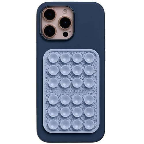 OCTOBUDDY Textures OCTO LUV - Silicone Suction Phone Case Adhesive Mount - Hands-Free Grip with 24 Suction Cups for Videos & Selfies - 2.6" x 3.9", Baby Blue - Image 1