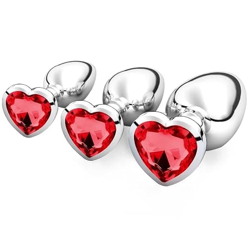 3 Pièces plug anale, Plug anale debutant Grand Moyenne Petite taille Plug,et Facilement Nettoyable,Jouets Sexuels Anaux De Luxe En Forme De Coeur Sex toys butt plug pour homme femme (Rouge) - Image 1