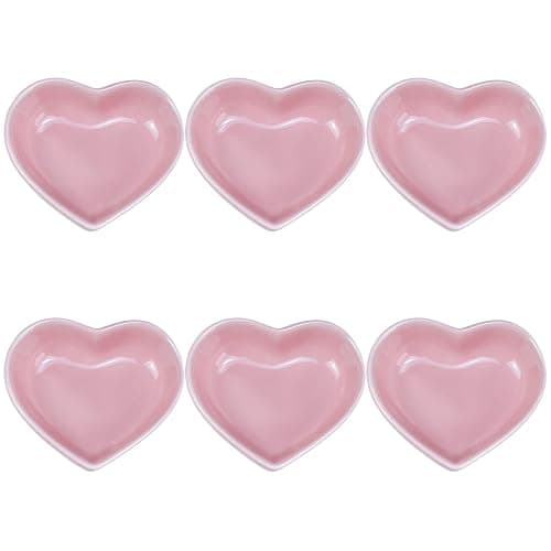 Heart-Shaped Multipurpose Ceramic Sauce Dish Seasoning Dishes Sushi Dipping Bowl Appetizer Plates Serving Dish Saucers Bowl(Set of 6), Multiple Colour - Image 1