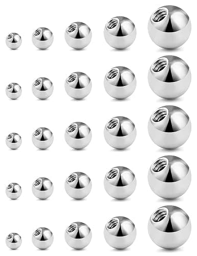 Prjndjw 25Pcs 14G 16G Replacement Balls internal thread & Externally Threaded Surgical Steel Balls Industrial Barbell Tongue Nipple Belly Button Eyebrow Rook Piercing Rings Parts 3MM-8MM - Image 1