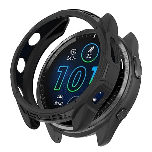 SumRioo Coque Compatible avec Garmin Forerunner 965, Anti-Rayures Antichoc Ultra Mince Souple Silicone TPU Cas Compatible avec Garmin Forerunner 965 - Noir - Image 1