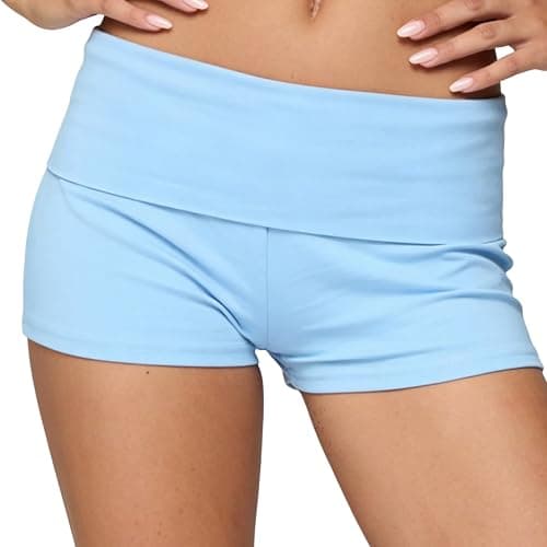 KMBANGI Womens Fold Over Shorts Elastic Waist Y2k Lounge Shorts Foldover Cute Pajama Micro Bottoms Mini Shorts Sleepwear - Image 1