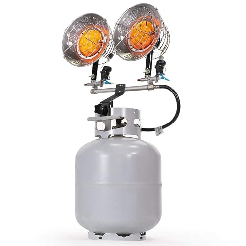XtremepowerUS 30,000 BTU Propane Tanktop Heater Infrared Dual Burner Safety Shut-Off Valve, Tip-Over Switch for Garage, Camping, Hunting Double Burner - Image 1