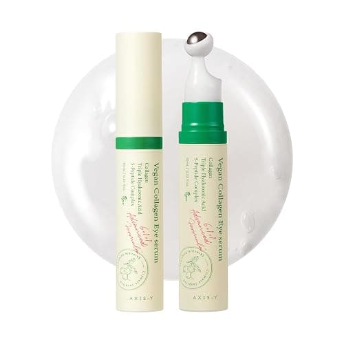 AXIS-Y Vegan Collagen Eye Serum with 2% Niacinamide, Peptides, 0.33 fl. oz. | Vegan Korean Eye Cream with Cooling Roller for Wrinkles, Fine Lines, Dark Circles, Puffiness & Deep Hydration - Image 1