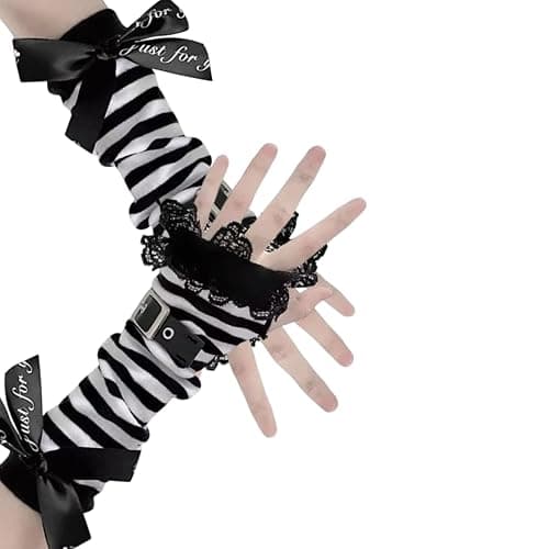 XINYIN Fingerless Bowknot Knitted Gloves For Women Girl Party Arm Sleeves Decorative Lace Gloves For Cosplay Carnivals Handwear - Image 1