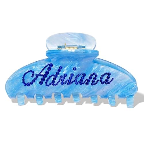 Custom Large Hair Claw Clips for Women Personalized Rhinestone Name Acetate HairClips for Thick Thin Hair Bridesmaid Gifts, Wedding & Valentine's Day Hair Accessories for Girls(Blue Sugar) - Image 1