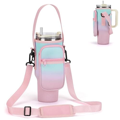 GOEWY Water Bottle Carrier Bag for Stanley 40/30 oz Tumbler with Phone Pocket Neoprene Water Bottle Holder with Shoulder & Handheld Strap Stanley Cup Accessories - Image 1