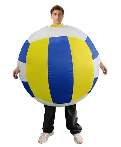 Yolata Adult Inflatable Volleyball Costume Inflatable Soccer Ball Costume 5ft-6.2ft Funny Blow up Sports Party Suit - Image 1