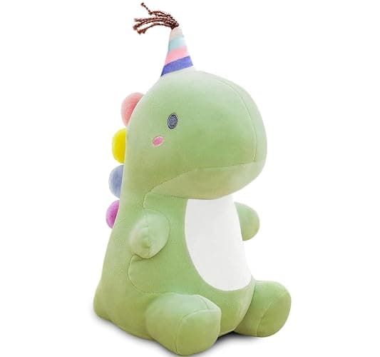 SQEQE Dinosaur Plush Toy Kawaii Dino Stuffed Animals Soft Fluffy Plush Doll Birthday Gifts for Girls Boys Kidult(Green, 9.8 Inch) - Image 1