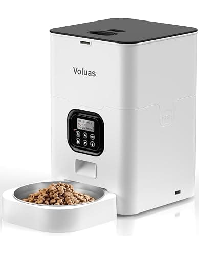 VOLUAS Automatic Cat Feeders - Timed Pet Feeder for Cats and Dogs with Dry Food Dispenser, Desiccant Bag, Programmable Portion Control, 4 Daily Meals, 10s Voice Recorder - Image 1