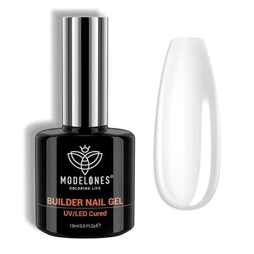Modelones Builder Nail Gel , 7-in-1 Clear Gel Nail Polish, 15ml Hard Gel Builder Nail Strengthener Extension Gel Base Gel Rhinestone False Nail Tips Glue Gel in a Bottle for Professional Manicure Repair/Nail Art Decoration, Curing Needed - Clear - Image 1