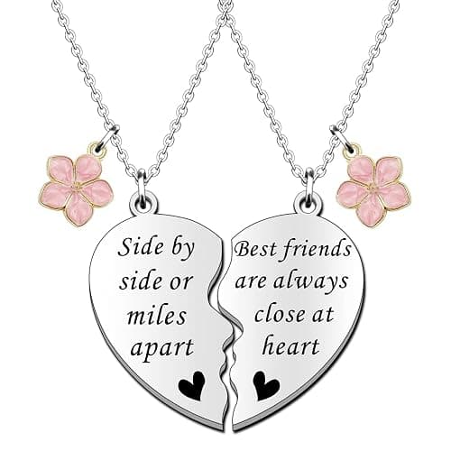 SDOFY Best Friend Necklaces for 2 Girls BFF Necklaces Friendship Gifts Birthday Christmas Graduation Gifts Long Distance Gift - Image 1