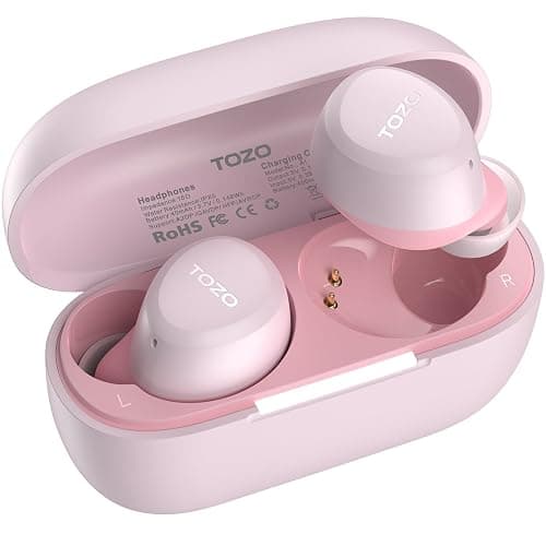 TOZO A1 Wireless Earbuds Bluetooth 5.3 Light Weight in Ear IPX5 Waterproof Headphones 2 Mic for AI Calls, Immersive Premium Sound Bass Headset with Charging Case, 32 Presets EQ Customization via App - Rose Gold - Small - Classical Edition - Image 1