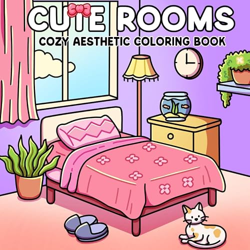 Cute Rooms: Cozy Aesthetic Coloring Book for Adults, Teens & Kids — Relaxing, Adorable Room Scenes with Big, Simple Designs for Stress Relief & Fun (Cute Coloring Books) - Image 1