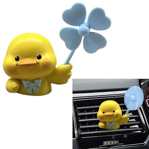 Cute Duck Car Air Fresheners Vent Clips, Rotating Windmill Car Aroma Diffuser Outlet Clip, Animal Car Dashboard Air Vent Trim Clip, Auto Interior Decoration Accessories (Duck) - Image 1