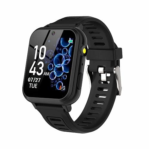 Phyulls Smart Watch for Kids, Smart Watch Toys with 24 Games Camera Video Recorder Music Alarm Calculator Calendar Flashlight Stopwatch Pedometer Gift Toys for 3-12 Years Old Boys and Girls (Black) - black - Image 1
