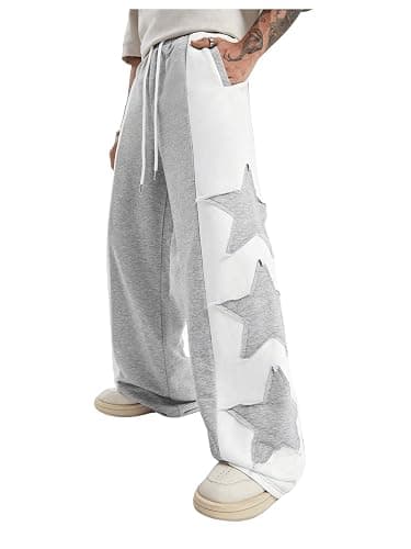 GORGLITTER Men's Y2k Baggy Sweatpants Star Print Hip Hop Pants Drawstring Wide Leg Track Pants - Image 1