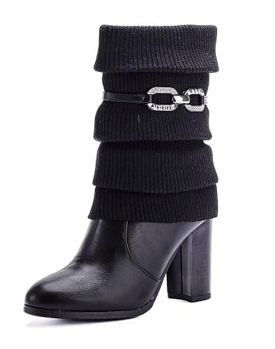Pogolino Damen Stiefeletten Absatz elegant Glitzer Schnalle Stiefel Herbst Winter High Heels - 38 EU - 570 Schwarz - Image 1