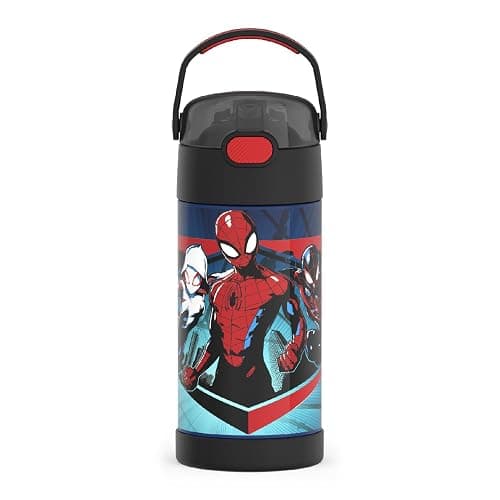 THERMOS FUNTAINER Water Bottle with Straw - 12 Ounce - Kids Stainless Steel Vacuum Insulated Water Bottle with Lid, Spider-Man - Image 1