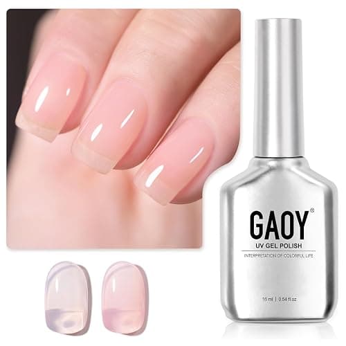 GAOY Pink Jelly Nude Gel Nail Polish, 16ml Sheer Translucent Soak Off Gel Polish, UV Light Cure for Nail Art DIY, 1643 Milky Pink - Image 1