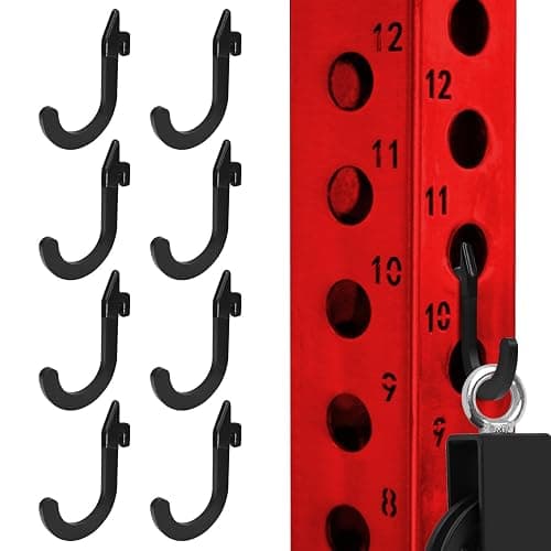 Topfinder 8PSC Squat Rack Accessories Hook Holder,Power Rack Attachments Hooks,DIY Storage Hook for Resistance Bands Barbell Collars and Gym Accessories (Black) - Image 1
