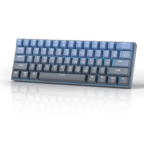 MageGee 60% Mechanical Gaming Keyboard, STAR 61 Compact Blue LED Backlit Wired Keyboards with Hot-Swappable Yellow Switch, Portable Full Keys Anti-ghosting Gaming Keyboard - Gradient Blue - Image 1