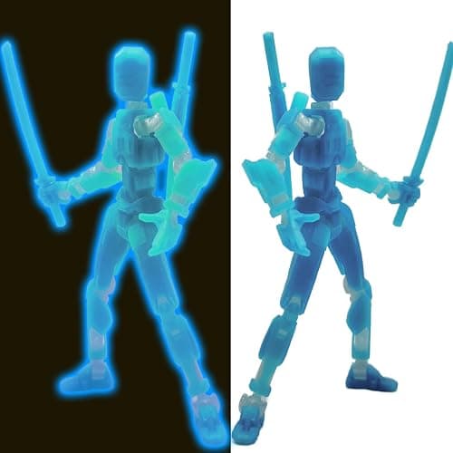 QAONIE 3D Printed 5.54-inch Multi-Jointed Action Figures Dummy13, Full Body Mechanical Movable Toy, Multiple Accessories, Hand Painted Figure, Desk Decoration, Creative Gifts (Glow at Night - Blue) - Image 1